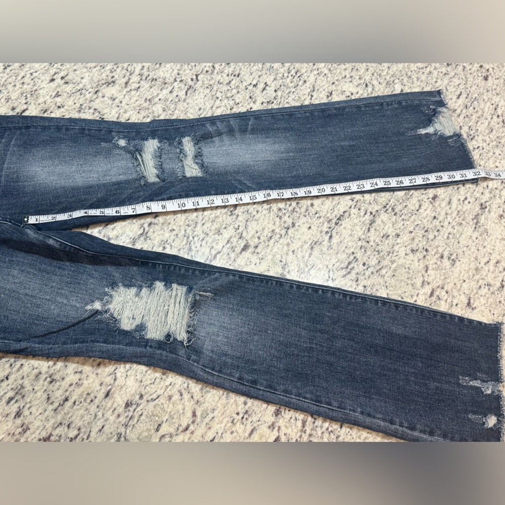 Judy Blue Distressed Flare Jeans - Blue - Picture 10 of 15